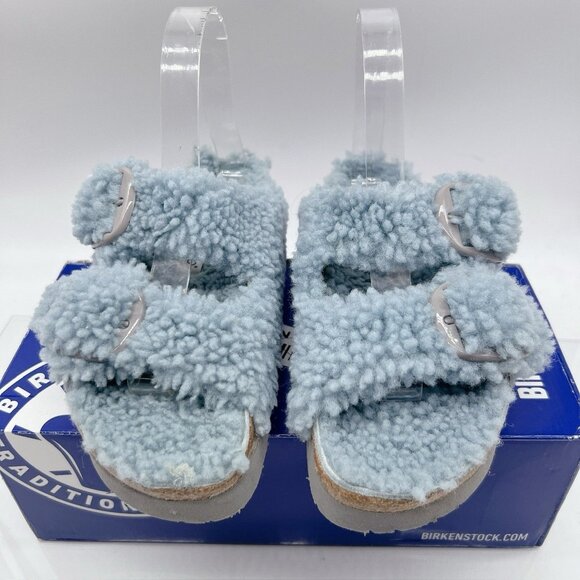 Birkenstock Arizona Big Buckle Shearling Teddy Blue Platform Sandals Women EU 42 - Picture 5 of 13